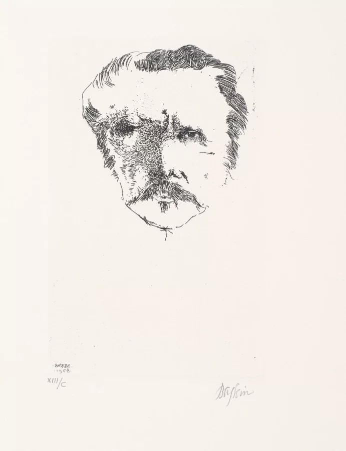 Leonard Baskin, Thomas Eakins, n.d., wood engraving, 2 1/4 x 1 3/4 in., Bates College Museum of Art, Gift of John and Janet Marqusee, 1988.5.1.g