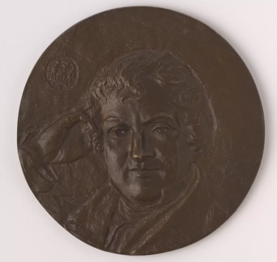 Henry Kirke Bush-Brown, Washington Irving Plaquette, 1907, Bronze, cast hollow by Henry Bonnard Bronze Co, New York, 7 3/16 in. , Bates College Museum of Art, Gift of John and Janet Marqusee, 1996.5.11