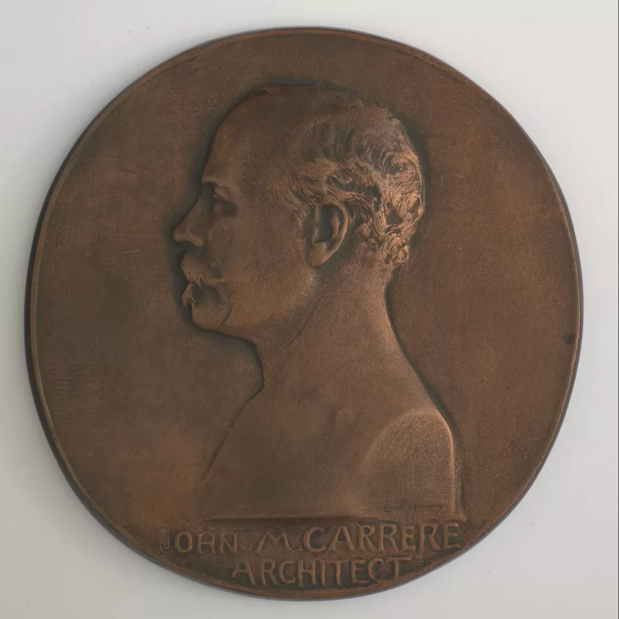 Carl Augustus Heber, John Merven Carrère Plaquette, 1911, Bronze, cast hollow by unknown foundry, 6 1/4 in., Bates College Museum of Art, gift of John and Janet Marqusee, 1996.5.26