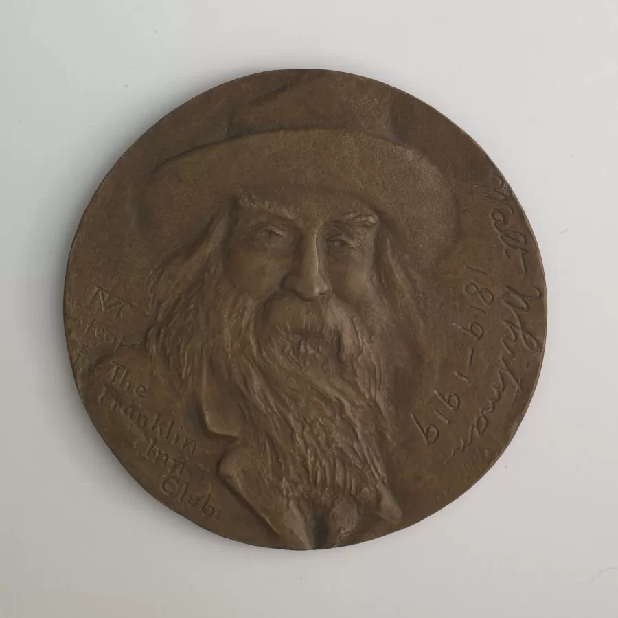 Robert Tait McKenzie, Walt Whitman Medallion, ca. 1919, Bronze, 4 7/8 in., Bates College Museum of Art, gift of John and Janet Marqusee, 1996.5.33