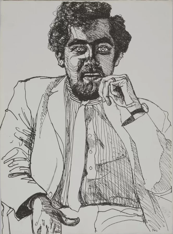Alice Neel, Peter Homitzsky, 1980, lithograph on paper, 30 3/8 x 20 1/8 in., Bates College Museum of Art, gift of the Dorothy Stiles Blankfort Endowment, 2002.10.2