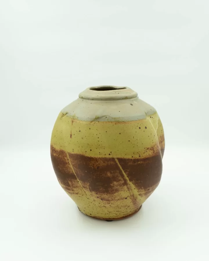 Warren MacKenzie, Lobed Jar, ca. 1990, stoneware, wheel thrown and altered, glazes, 10 ½ h  x  9 ¾ dia. inches