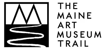 Logo of the Maine Art Museum Trail showing a meandering path leading to a capital letter M