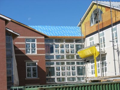 A bridge at the new student housing. (Doug Hubley/Bates College)