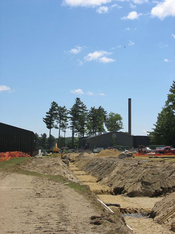 The Leahey Field steam-line trench. (Doug Hubley/Bates College)