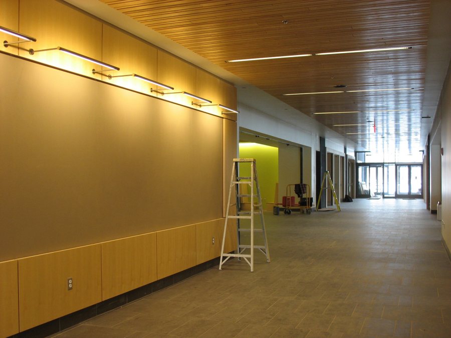 The Arcade in the new Commons won't be so empty much longer. (Doug Hubley/Bates College)