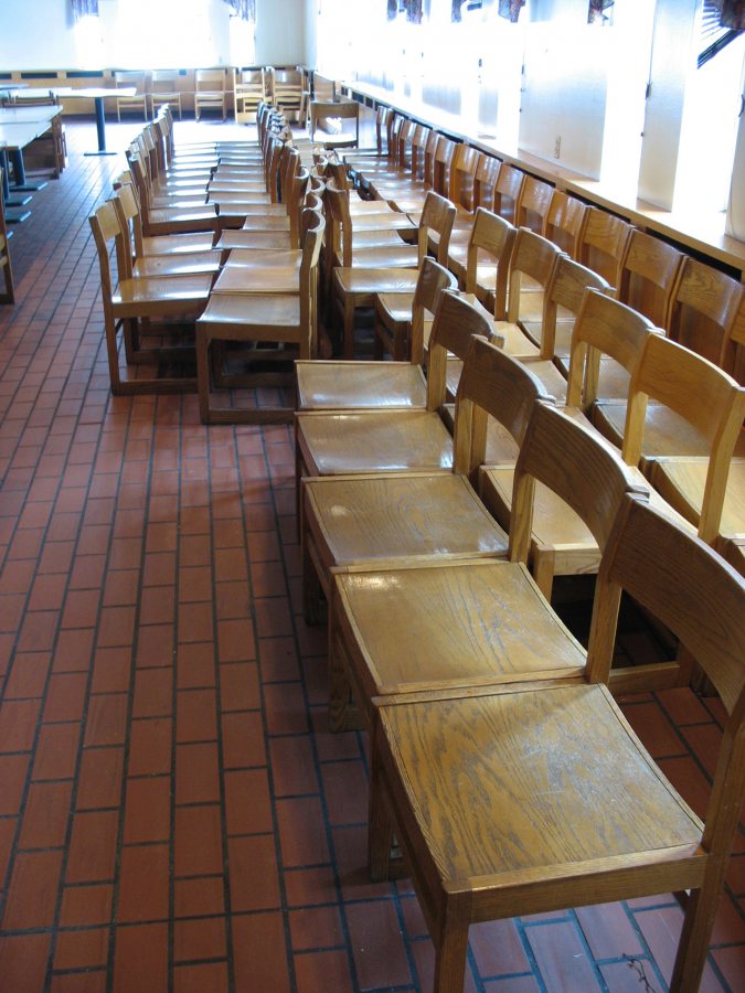 The old Commons, deserted at noon. (Doug Hubley/Bates College)