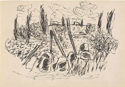 Untitled (Blueberry Patch), ink drawing by Marsden Hartley, c. 1934-36