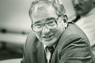 Bates College President Thomas Hedley Reynolds, fall 1983.
Reynolds was president from 1967 to 1989.
PHOTOGRAPH by David Wilkinson.