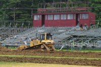 Plowing up Garcelon Field sod on June 3, 2010. (Gabrielle Otto/Bates College)