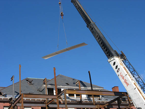 Roger Williams Hall with crane
