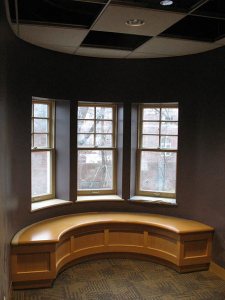 The window seat in the top-floor lounge in Hedge Hall, photographed April 26, 2011.