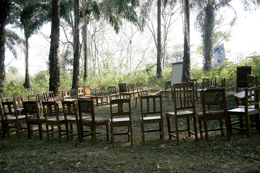 Site of the Community Consultation in Kailahun, where Fambul Tok Staff met with local stakeholders to ask whether they wanted to launch the program in their district. Photograph by Sara Terry.