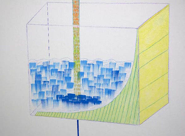 "Growth Operation" (detail) from the 2011 series "Genius Water Drinker" by Jee Hye Kim '12. Oil and colored pencil on canvas.