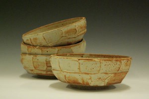 Stoneware bowls, reduction fired, by Catherine Elliott '12.