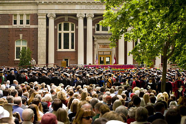 crowd in front of coram library