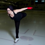 The college’s Whitehouse Professor, Erica Rand is an avid figure skater, shown here doing a catch-foot spiral. (Mike Bradley/Bates College)