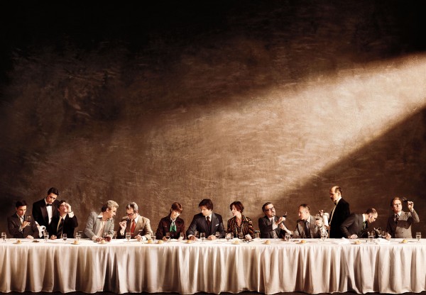Verhave photographed this photomural, “Judgment of Paris,” which recalls The Last Supper to reference the famous 1976 French wine tasting won by California wines, and was created with Diller Scofidio + Renfro, for the exhibition How Wine Became Modern: Design + Wine 1976 to Now, San Francisco Museum of Modern Art. Photograph by Alexander Verhave '05.