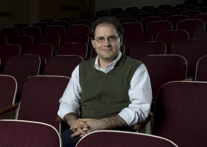 Visiting Assistant Professor of English Matteo Pangallo '03 directs "The Swaggering Damsel." Photograph by Michael Bradley/Bates College.