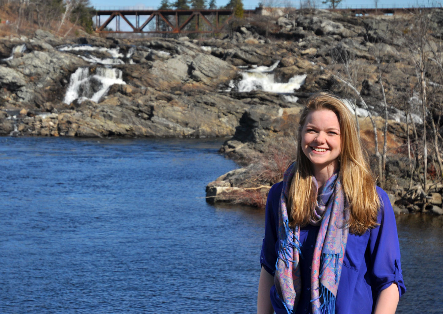For her senior thesis in environmental studies, Taryn O’Connell ‘13 investigated a debate about Androscoggin River pollution that took place in Lewiston in the 1950s. Photograph by Hank Schless '13.
