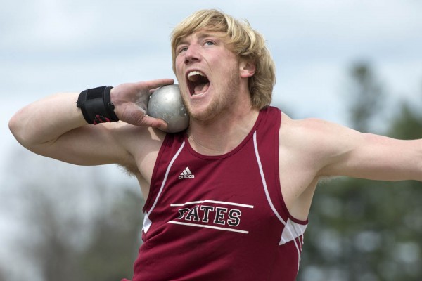 David Pless won his second Sabasteanski Award as the Most Outstanding Male Performer at the NESCAC Track & Field Championships. (Mike Bradley/Bates College)