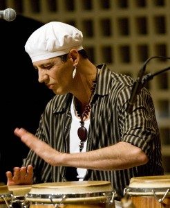 Composer-percussionist Shamou performs in the 2009 Bates Dance Festival Musicians' Concert. Photograph by Phyllis Graber Jensen/Bates College.