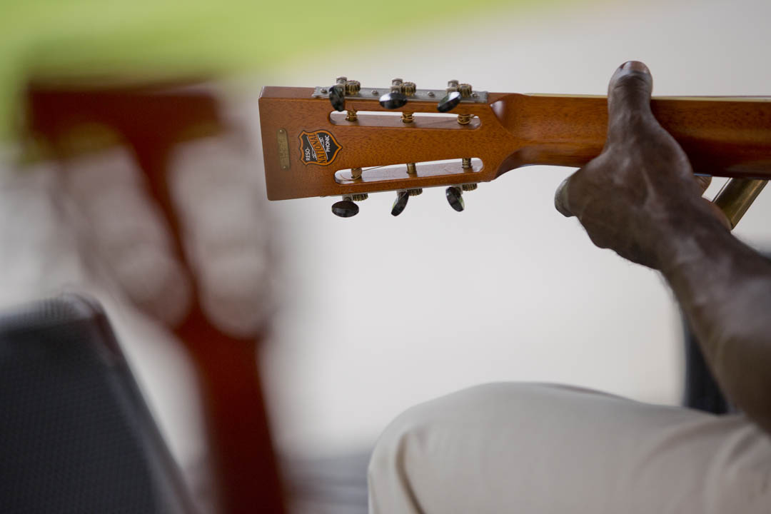 What makes the country blues aesthetic so cool, writes Doug Hubley, "is how big, complex and captivating a sound one player can wring from one guitar." Phyllis Graber Jensen/Bates College.