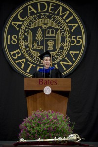 Dean of the Faculty Matthew Auer in his first public appearance at Bates. (Phyllis Graber Jensen/Bates College)