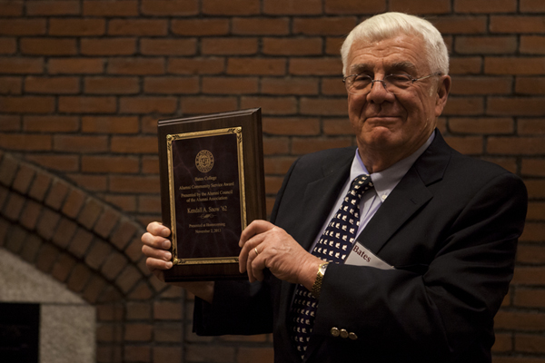 Kendall Snow '62 received the Alumni Community Service Award at Bates on Nov. 2, 2013. He and 11 other alumni were honored for their service to Bates and their communities.