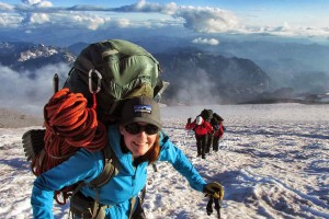 Kristen Kelliher '16 is seen here while climbing Mount Rainier in late summer 2013.