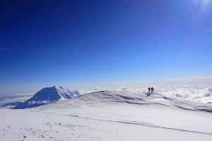 This photograph shows the landscape on Denali at 17 Camp, so named for its 17,000-foot elevation.