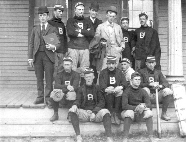 The 1892 Bates baseball team, which posted a 7–1 record en route to the state title. (Muskie Archives and Special Collections Library)