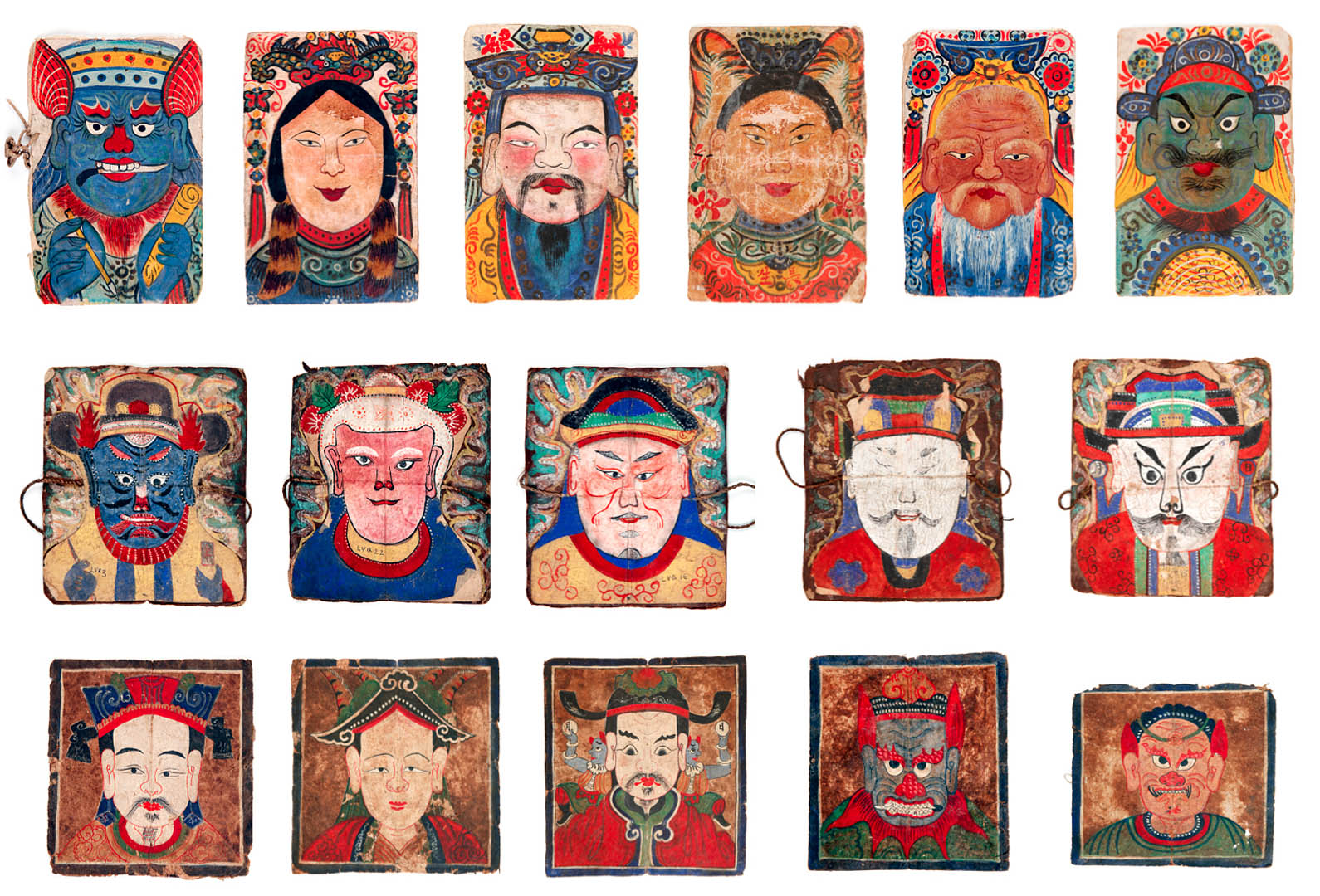 Paper masks used in shaman rituals of the Yao people of Vietnam. From the Museum of Art exhibition "How to Make the Universe Right."