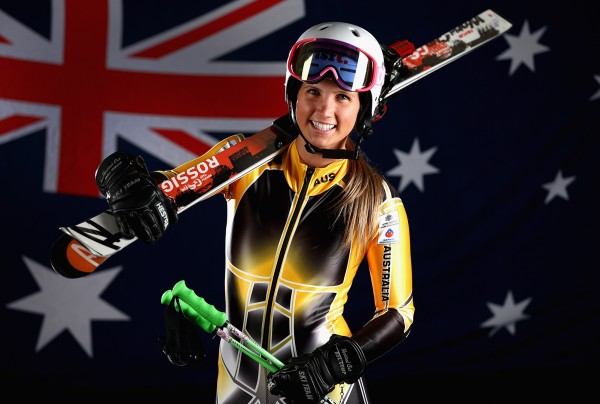 Emily Bamford '15 poses for an Olympics photo shoot. (Robert Cianflone/Getty Images)