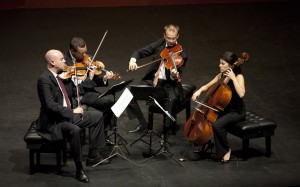 The Spanish string quartet Cuarteto Quiroga in performance, photographed by Íñigo Ibáñez/Quincena Musical.