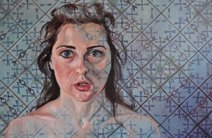 "Ashley," an oil painting by Mahala Sacra, on display in the Senior Thesis Exhibition.