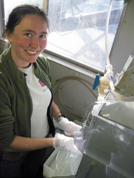 Claire Parker '11 is doing research that's part of the Geotraces project, an international effort to measure the concentrations of trace metals in the world's oceans.