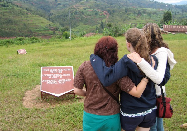 Bates students visit the Murabi Genocide Memorial site in 2009 as part of Alex Dauge-Roth's Short Term course "Learning with Orphans of the Rwandan Genocide." More than 50,000 people were massacred at the site.