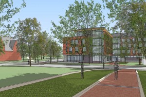 The green space between 55 and 65 (shown) Campus Ave. (Ann Beha Architects)