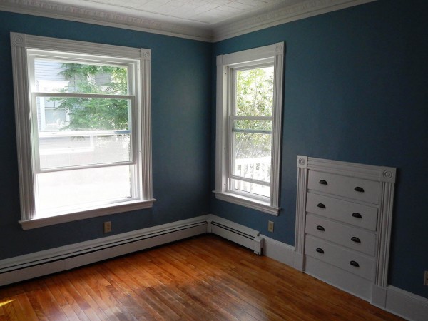 This first-floor office in Bates' Canham House, soon to be the home of the Career Development Center, is a calming cool blue on a sweltering July morning. (Doug Hubley/Bates College)