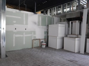 The soon-to-be kitchen in the new Office of Intercultural Education. (Doug Hubley/Bates College)