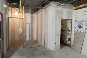 The soon-to-be kitchen in the new Office of Intercultural Education. (Doug Hubley/Bates College)