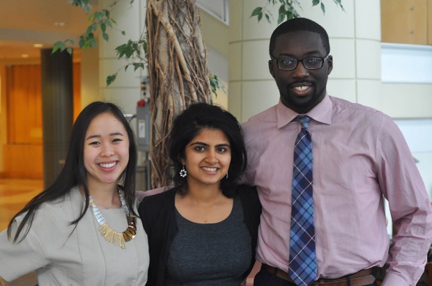 Michelle Pham '15, Shamreen Fatima '16 and Daniel Oyolu '15 have organized TEDxBatesCollege. 