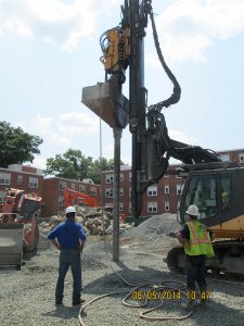 Helical Drilling at work. Many thanks to Janet Haines '75, director of real estate at the Brookline (Mass.) Housing Authority, for this photo of Helical implanting geopiers at a project last August. "Helical was great and the vibration was minimal," says Janet. 