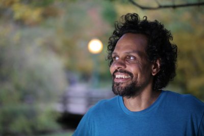 Poet Ross Gay reads in a Language Arts Live event.