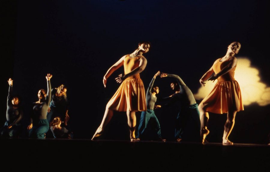 The Bates Modern Dance Company performs "A Romp" in 1997. Dance alumni perform at Bates on May. (Leonard Plavin, courtesy of Marcy Plavin) 