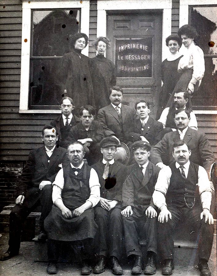 Staff of Lewiston's French-language newspaper Le Messager, circa 1910.  From "The Franco-Americans of Lewiston-Auburn” courtesy of the University of Southern Maine, Franco-American Collection.