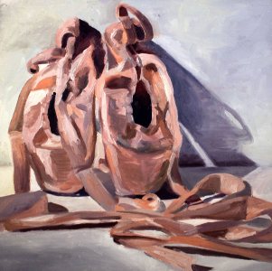 "Ballet Shoes," an oil painting by Katharine Hubbard.