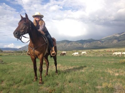 Caroline Caldwell at Zapata Ranch, in Colorado, during her 2014 internship.