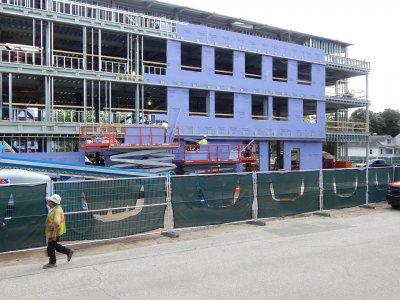 Wall work at 55 Campus Ave. on Aug. 13, 2015. (Doug Hubley/Bates College)